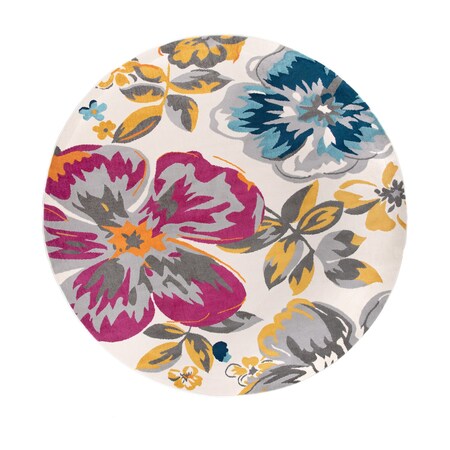 World Rug Gallery Modern Floral Area Rug 6'6'' Round Multi Area Rug 9098MULTI6RND